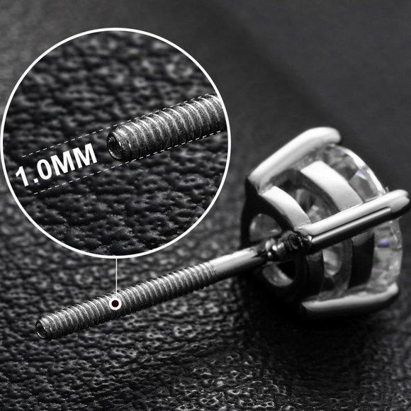 Certified 2ct. t.w. Moissanite Diamond Mens Round Stud Earrings NEW - Picture 8 of 15